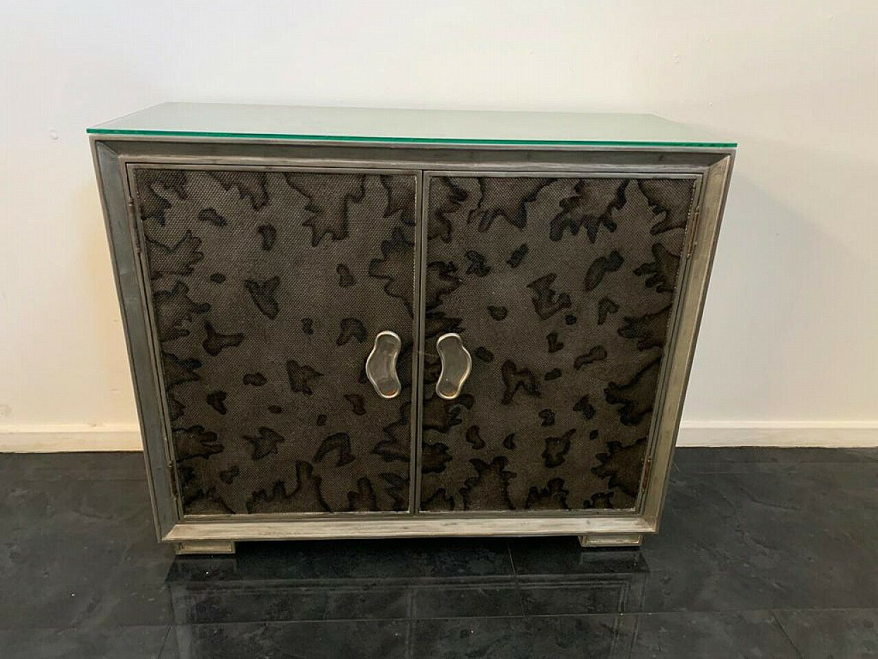Wood, Metal Leaf And Glass Sideboard By Lam Lee Group, 1980s photo for sale