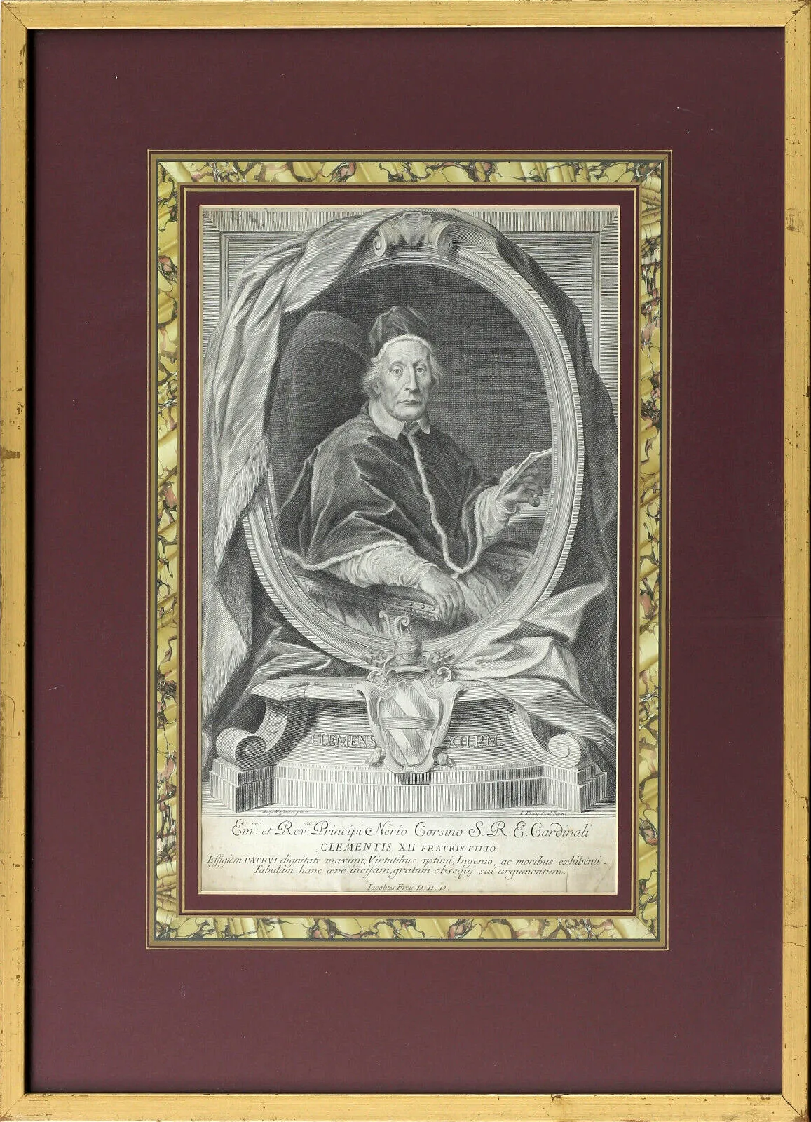 18th Century Engraving By Jakob Frey Of Pope Clement XII