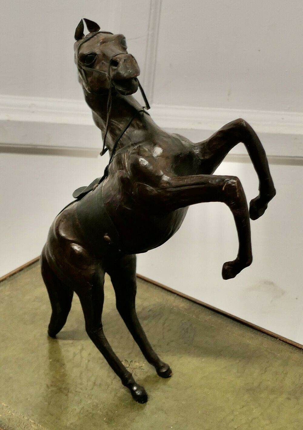 Arts And Crafts Leather Model Of A Horse photo vinterior
