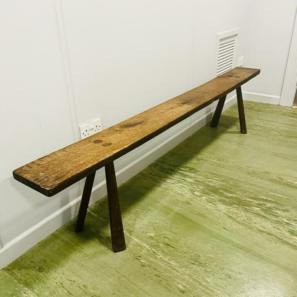 Vintage Rustic Oak/Elm Bench photo for sale