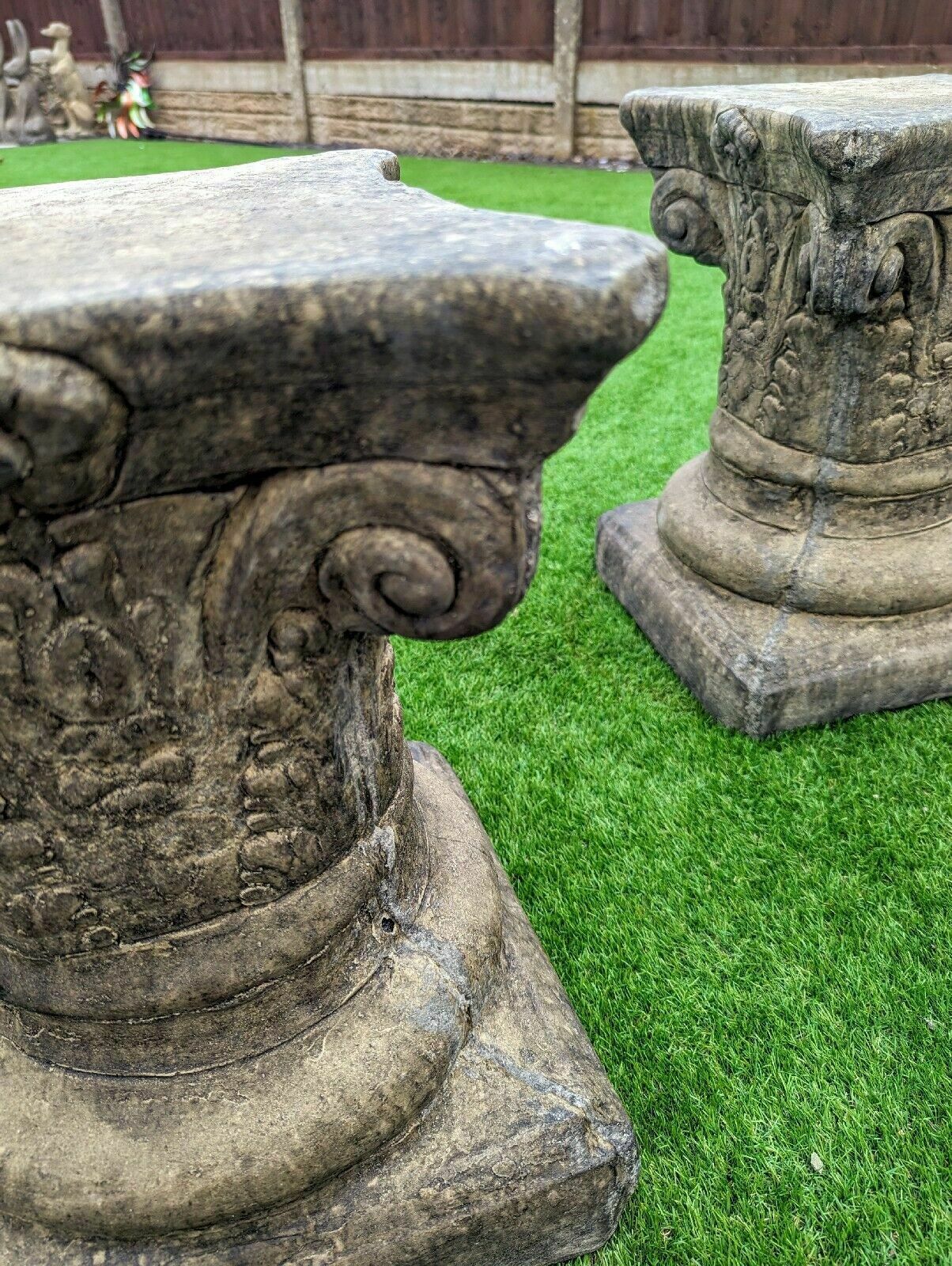 Short Corinthian Style Columns/Garden Plinth In English Stone 0029. photo vintage