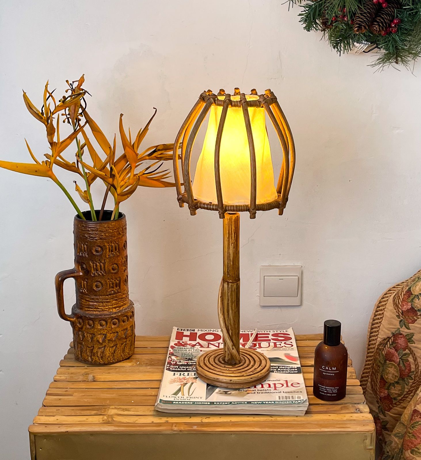 Mid Century Modern Pencil Reed Table Lamp photo Lighting