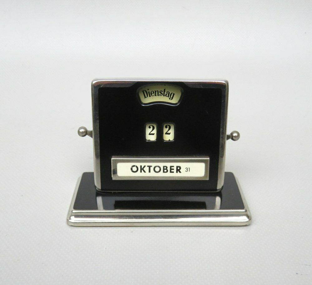 Bauhaus Chrome Plated Black Eternal Calendar By Jakob Maul, 1920s photo 969.85