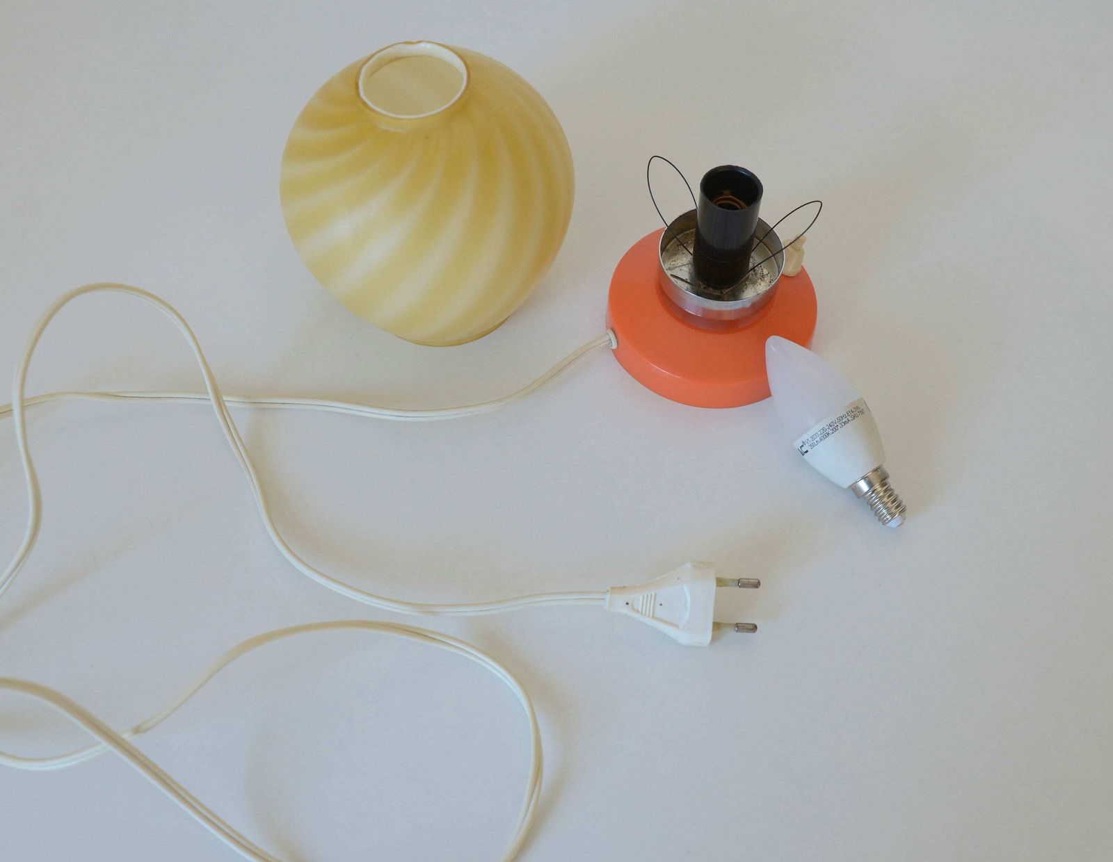 Vintage Orange Table Lamp / Retro Bedside Light / Yugoslavia From 70's / Mcm Desk Lamp photo buy
