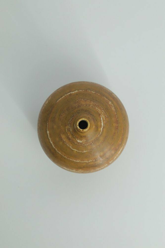 Small Mid Century Scandinavian Modern Spherical Brown Stoneware Vase No. 19 7/11 75 By Gunnar Borg For Höganäs Keramik, 1960s photo furniture