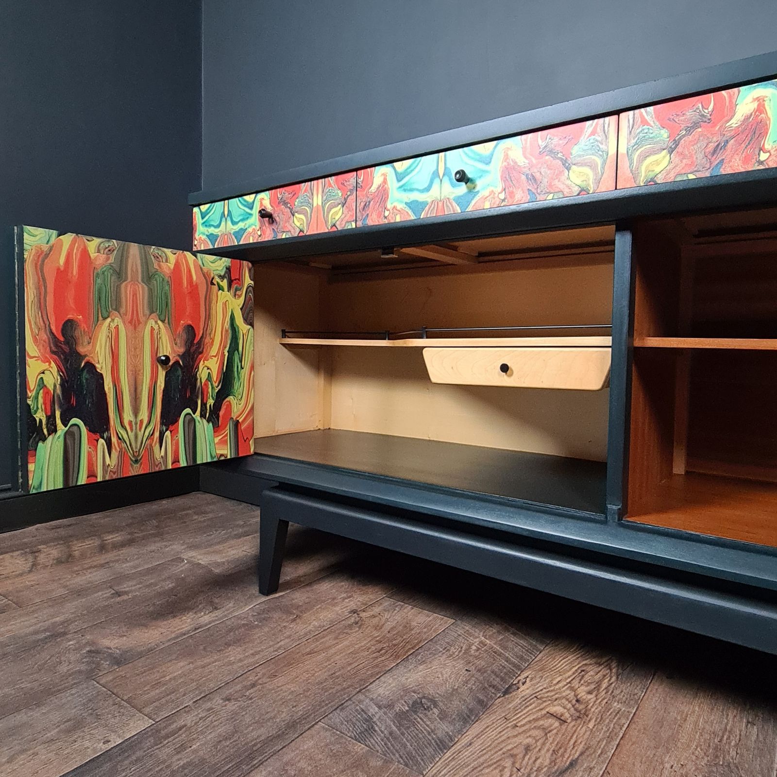 photo buy Mid Century Lebus Sideboard With Cocktail Section.