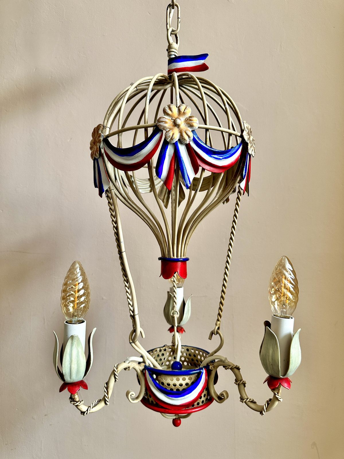 1960s Montgolfier Tole Chandelier (One Of Two Available)