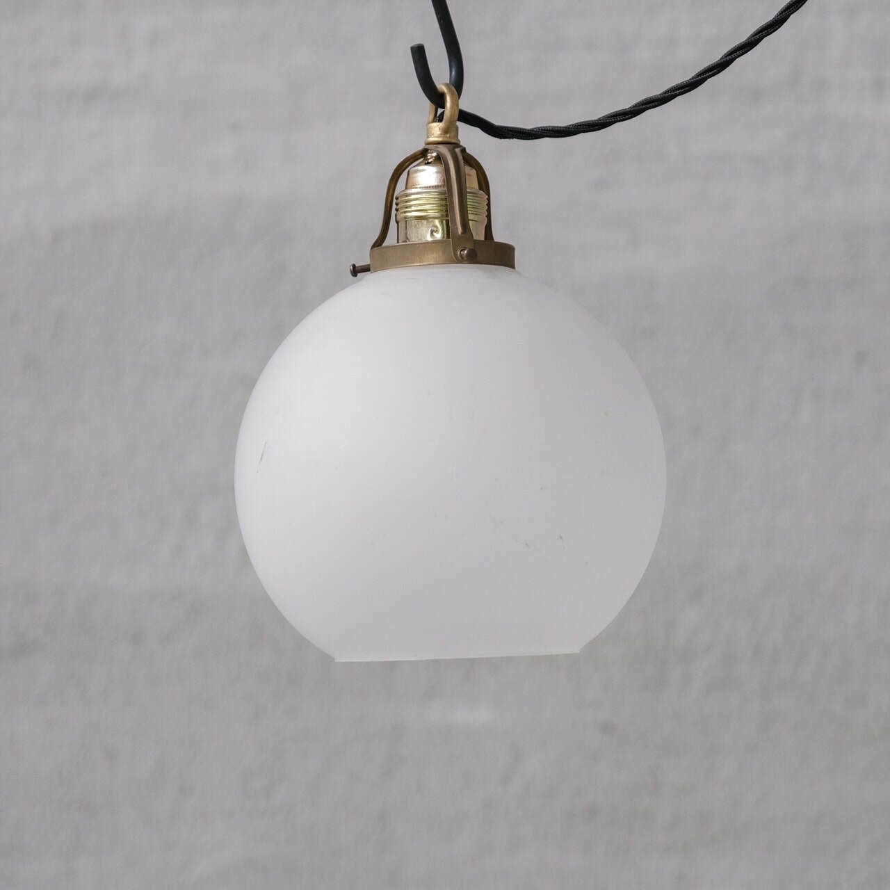 Pair Of French Etched Mid Century Glass Pendant Lights photo furniture