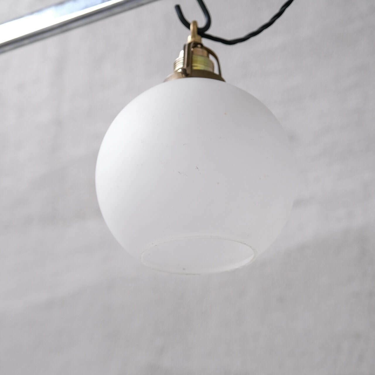 Pair Of French Etched Mid Century Glass Pendant Lights photo 550.0