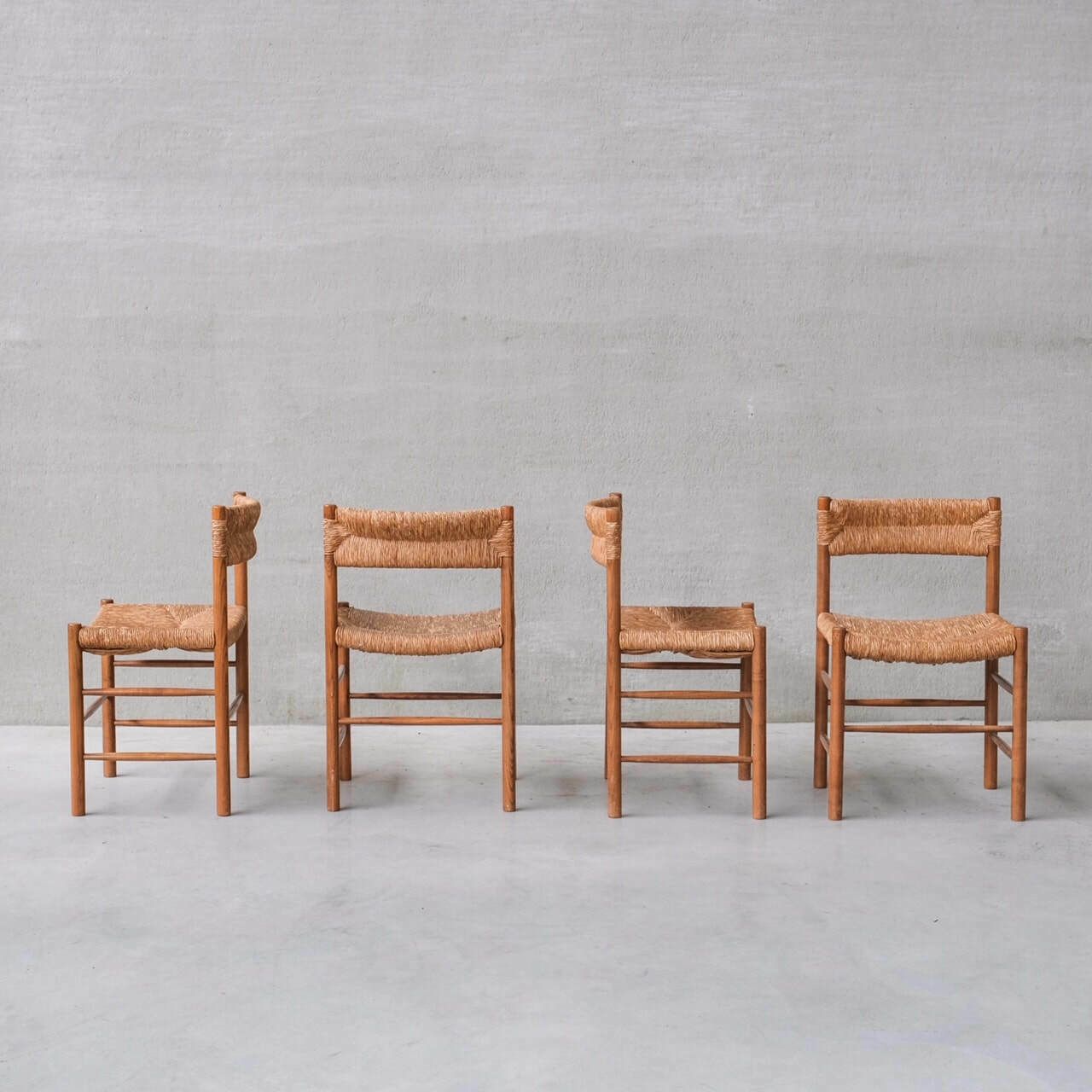 photo vintage Charlotte Perriand 'Dordogne' Mid Century Rush Dining Chairs