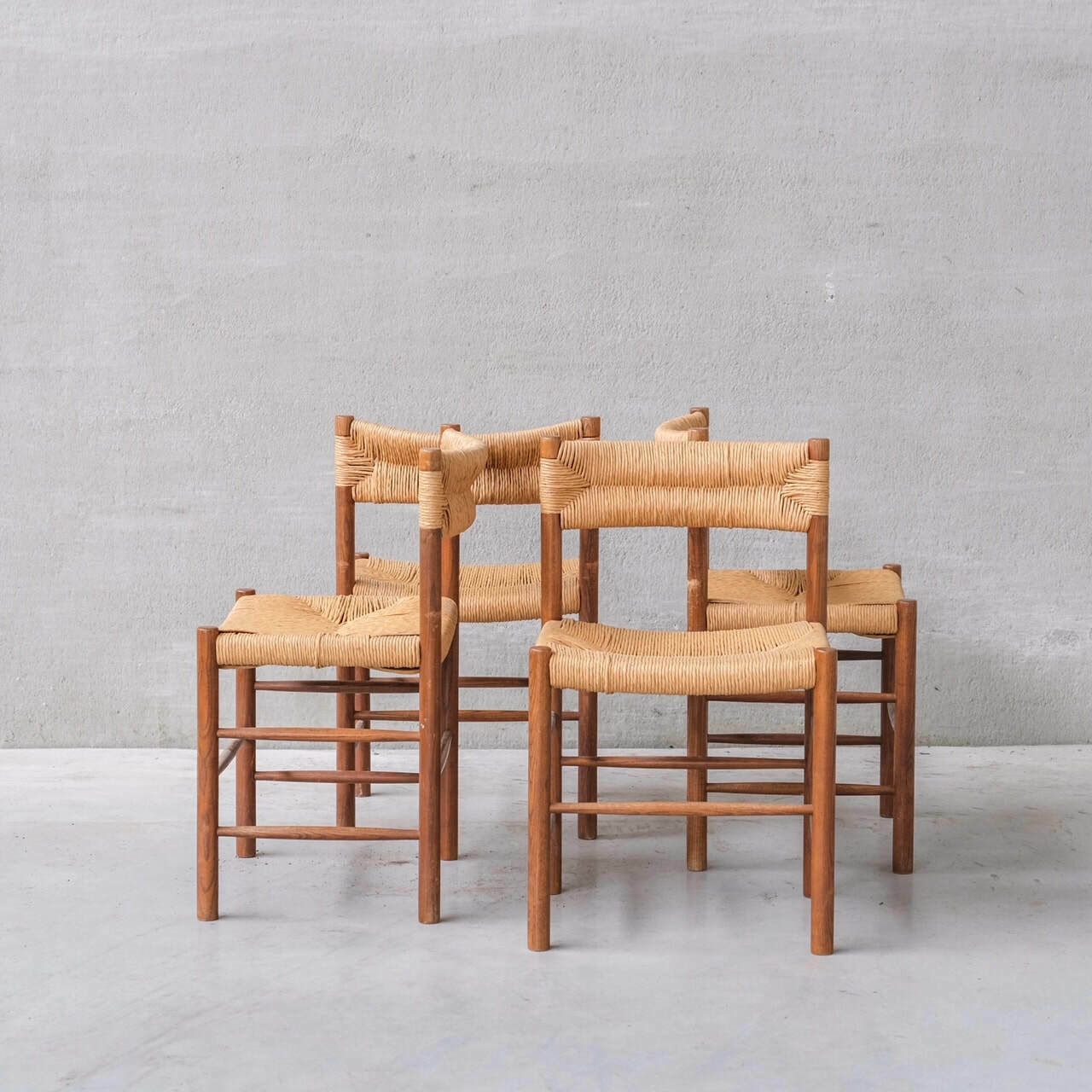 Set Of Four Charlotte Perriand 'Dordogne' Model Mid Century Dining Chairs