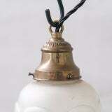 Pair Of Opaque Glass And Brass French Opaline Pendants photo buy