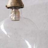 Clear Glass And Brass Bulb Mid Century French Pendant Light photo vintage