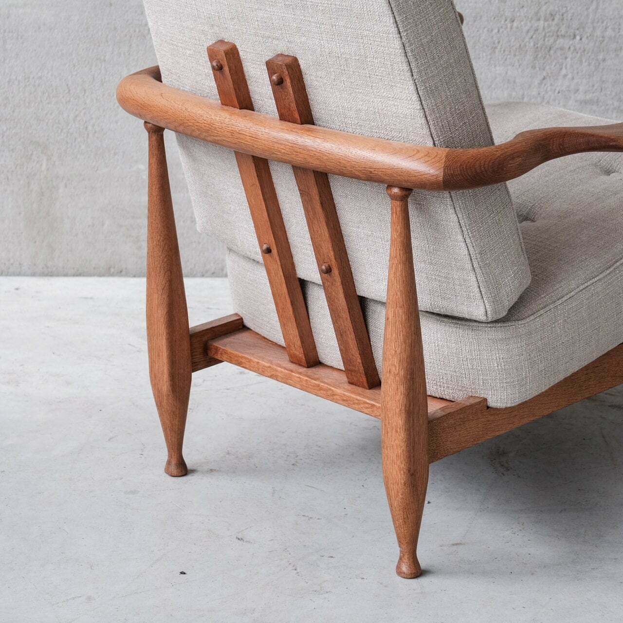 photo furniture Guillerme Et Chambron Oak Mid Century French Upholstered Armchair