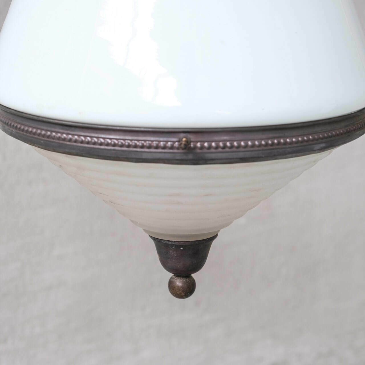 Antique French Two Tone Glass Pendant Light photo Lighting