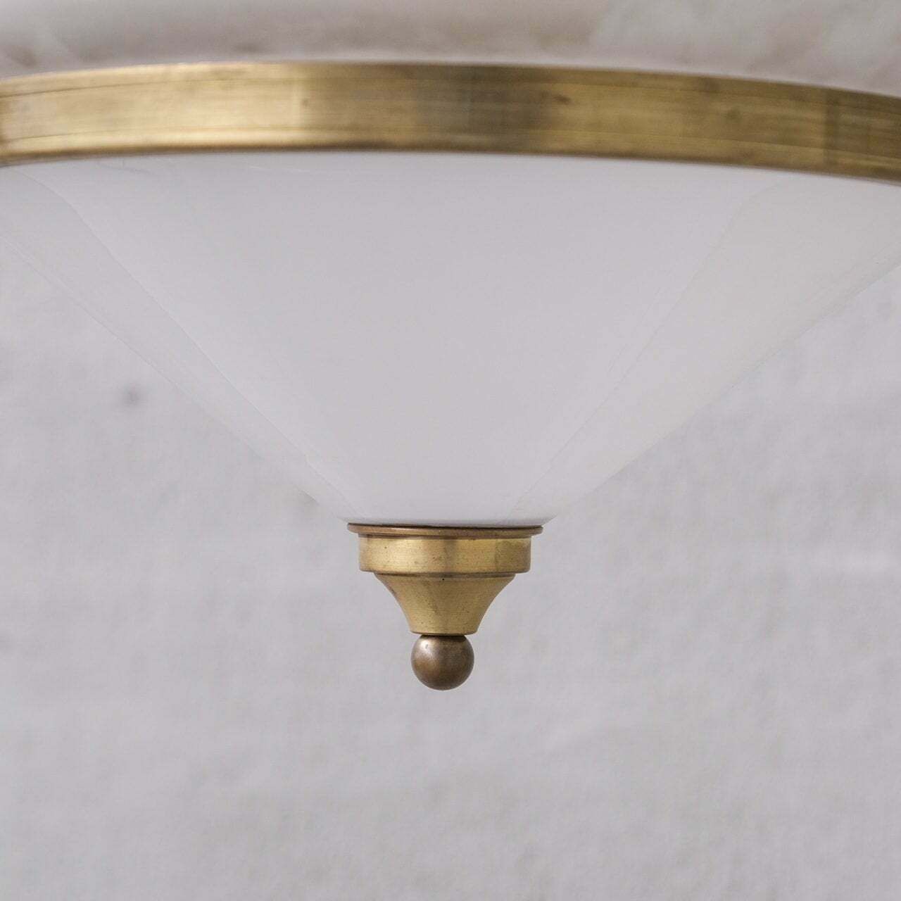 Two Tone Mid Century French Brass And Glass Pendant Light (5 Available) photo vinterior