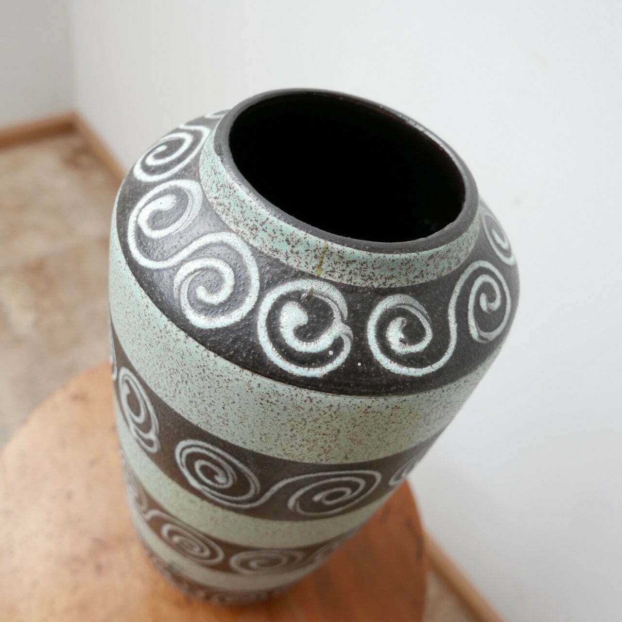 West German Green Ceramic Mid Century Vase photo for sale