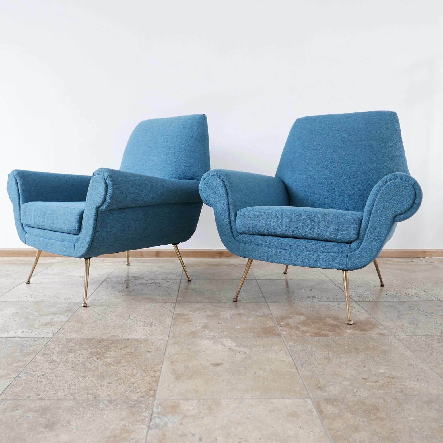 Pair Of Newly Upholstered Italian Mid Century Armchairs