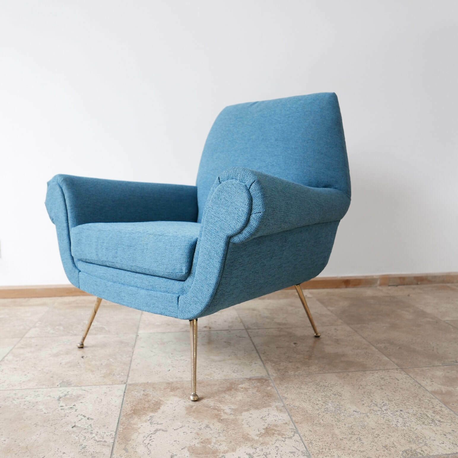 Pair Of Newly Upholstered Italian Mid Century Armchairs photo Furniture