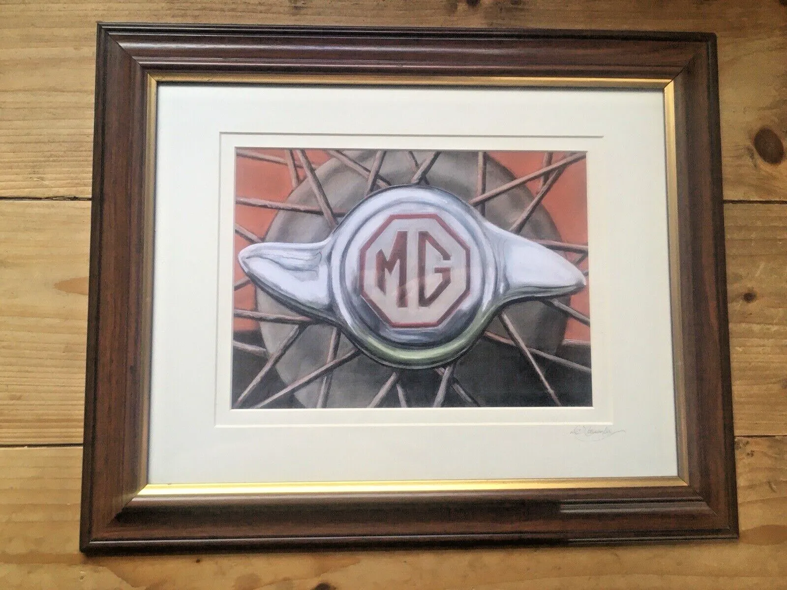 Vintage Mg Logo Tf Tyre Knock Off Cap Spoke Wheel Classic Car Painting / Print photo furniture