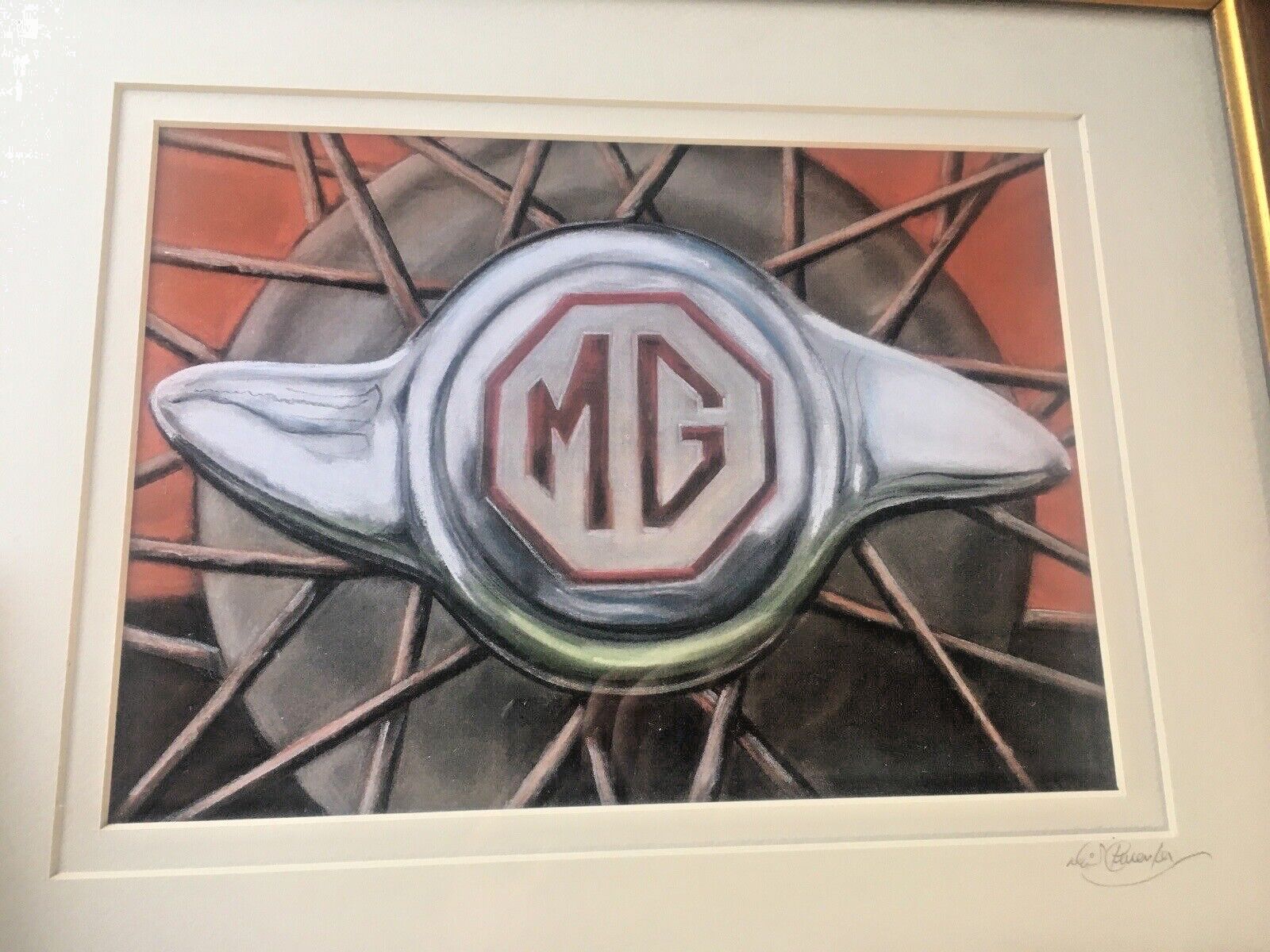 Vintage Mg Logo Tf Tyre Knock Off Cap Spoke Wheel Classic Car Painting / Print photo 100.0