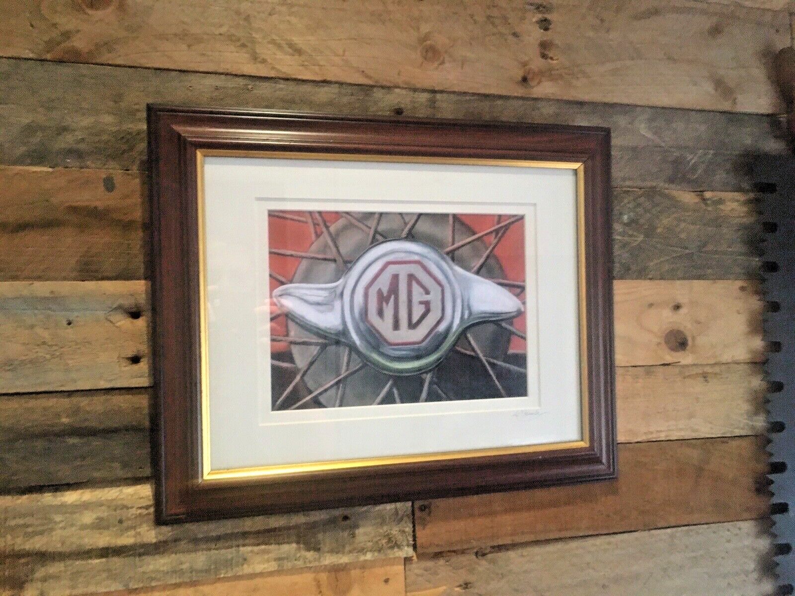 photo for sale Vintage Mg Logo Tf Tyre Knock Off Cap Spoke Wheel Classic Car Painting / Print