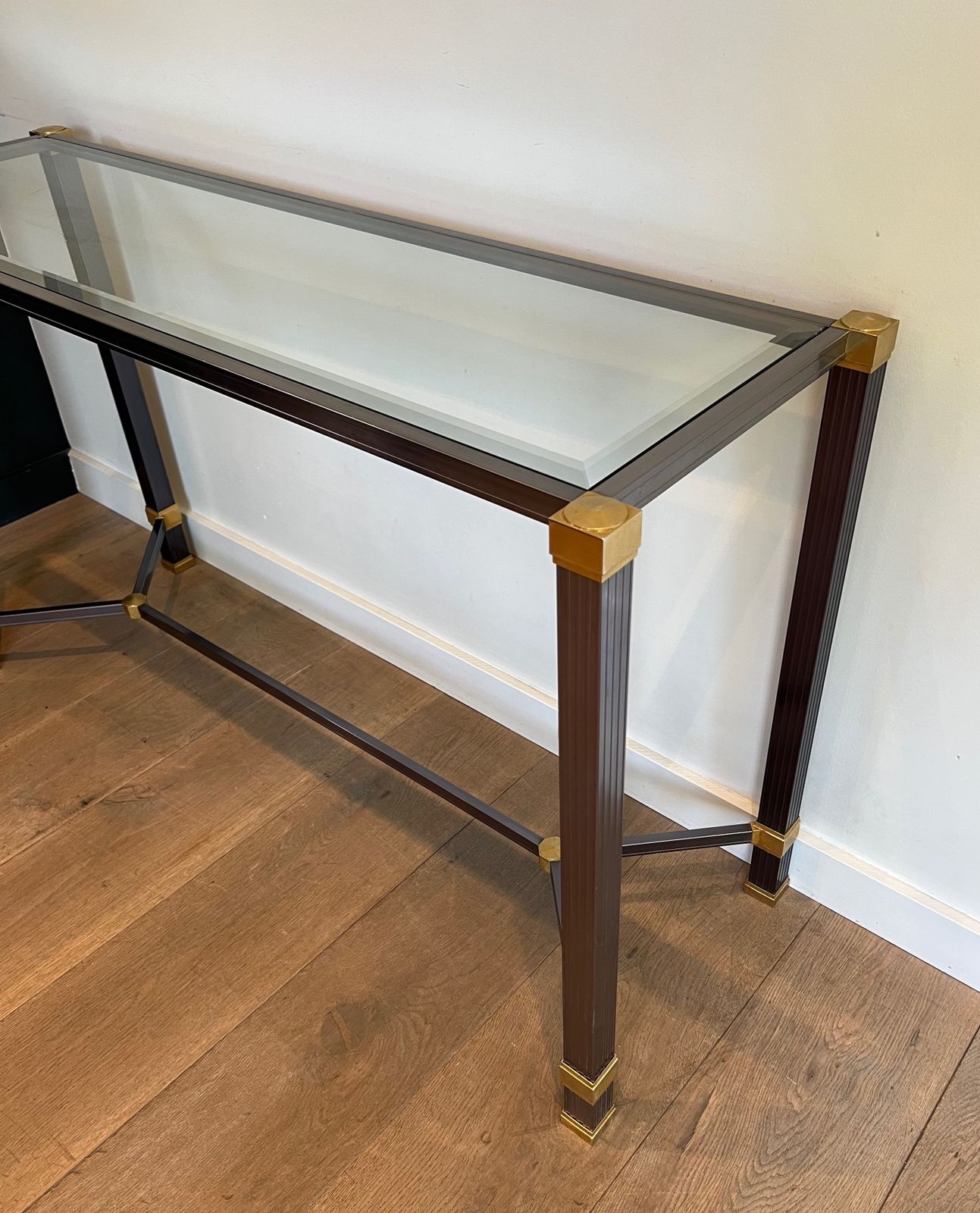 Console In Lacquered Aluminum And Gold Metal By Pierre Vandel photo Furniture