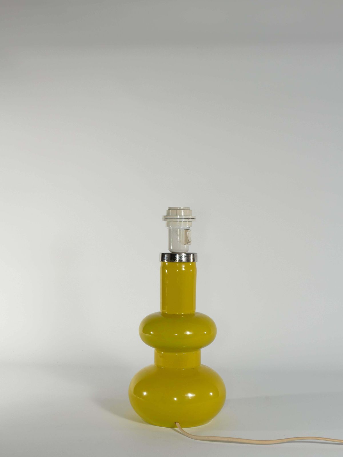 Mid Century Modern Curvaceous Bright Yellow Glass Table Lamp By Orrefors, 1960s photo vinterior
