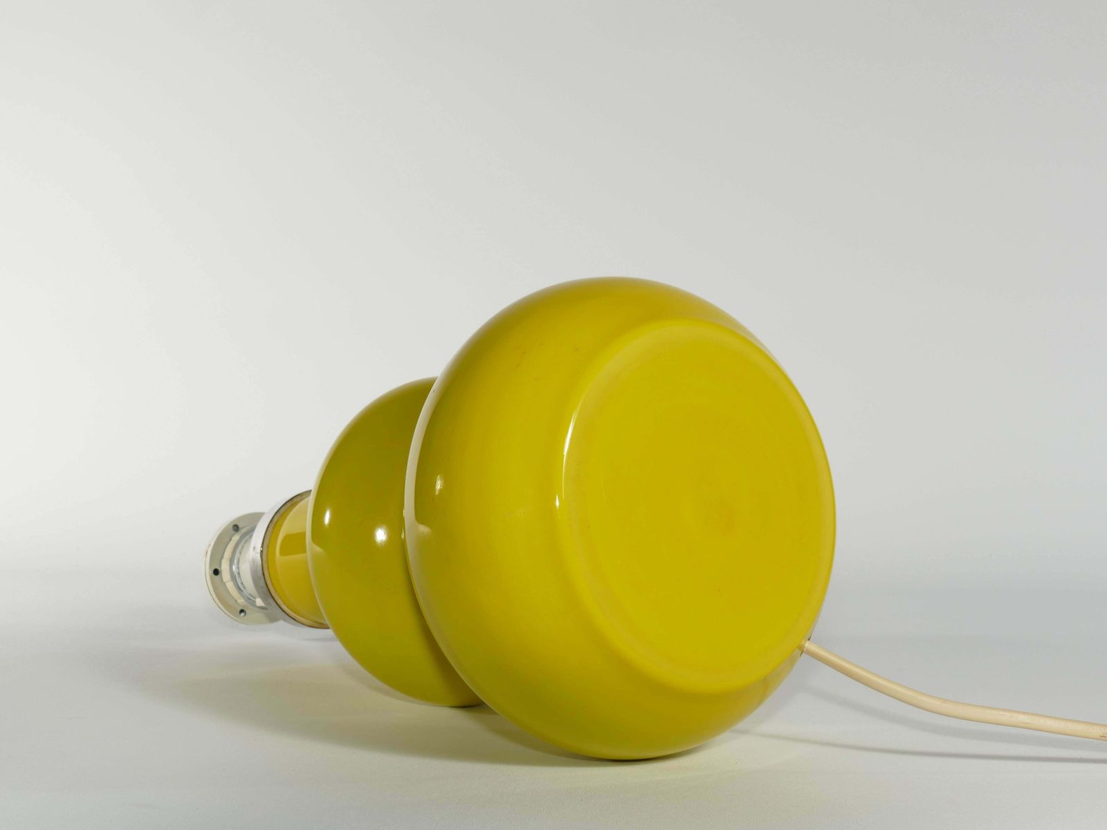 Mid Century Modern Curvaceous Bright Yellow Glass Table Lamp By Orrefors, 1960s photo vintage
