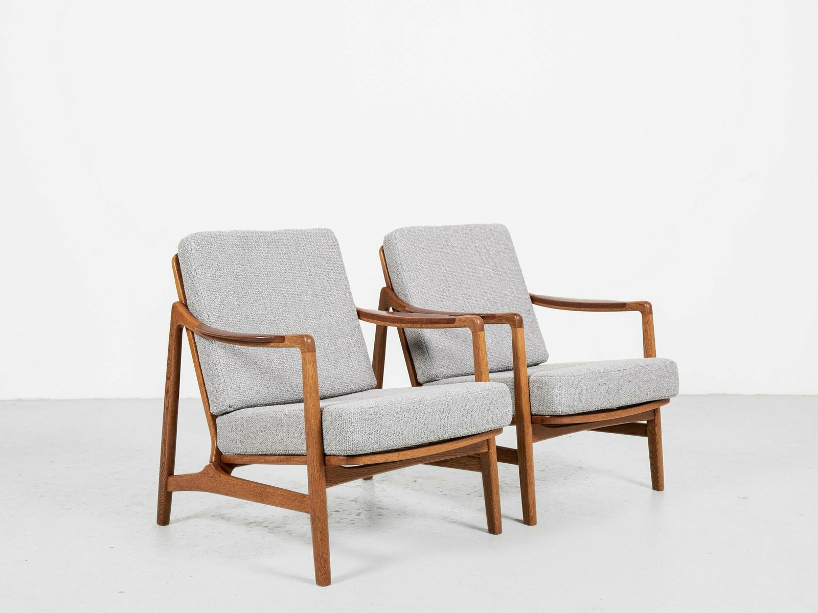 Midcentury Danish Sofa Set In Oak And Teak By Tove & Edvard Kindt Larsen For France & Daverkosen   With New Fabric photo 11280.0