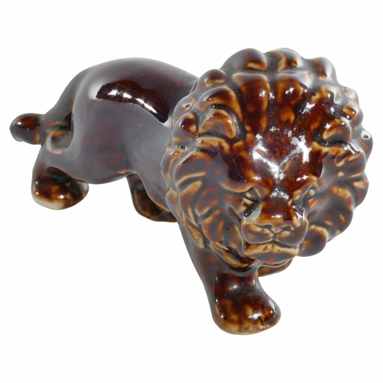 Mid Century Modern Chinese Brown Glazed Lion Figurine