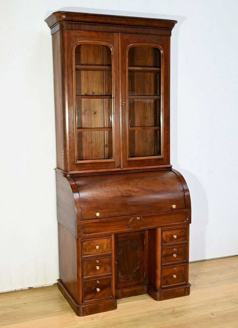 Mahogany Cylinder Library Desk, Victorian Period, England – 1850 photo Furniture
