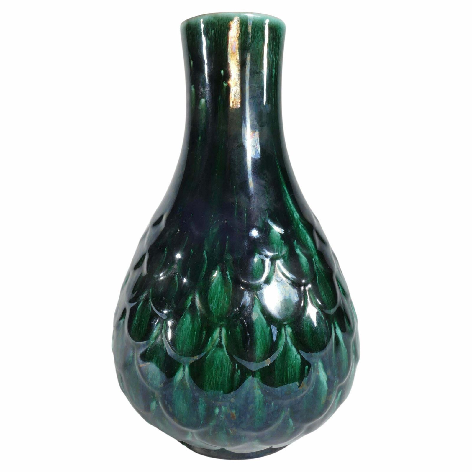 Green Vicke Lindstrand Ceramic Vase "638" Upsala Ekeby, 1950's