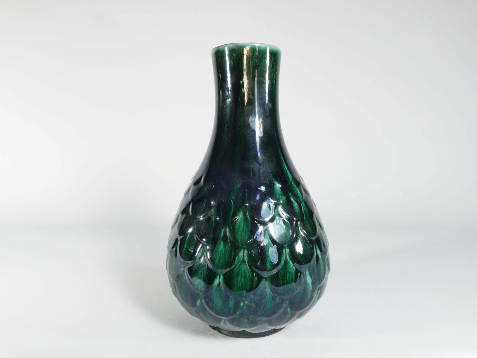 Green Vicke Lindstrand Ceramic Vase "638" Upsala Ekeby, 1950's photo for sale