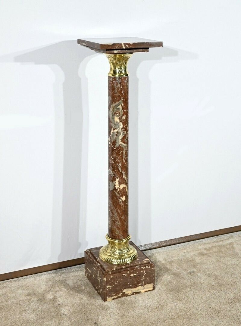 Red Pyrenees Marble Column – Late 19th Century photo furniture