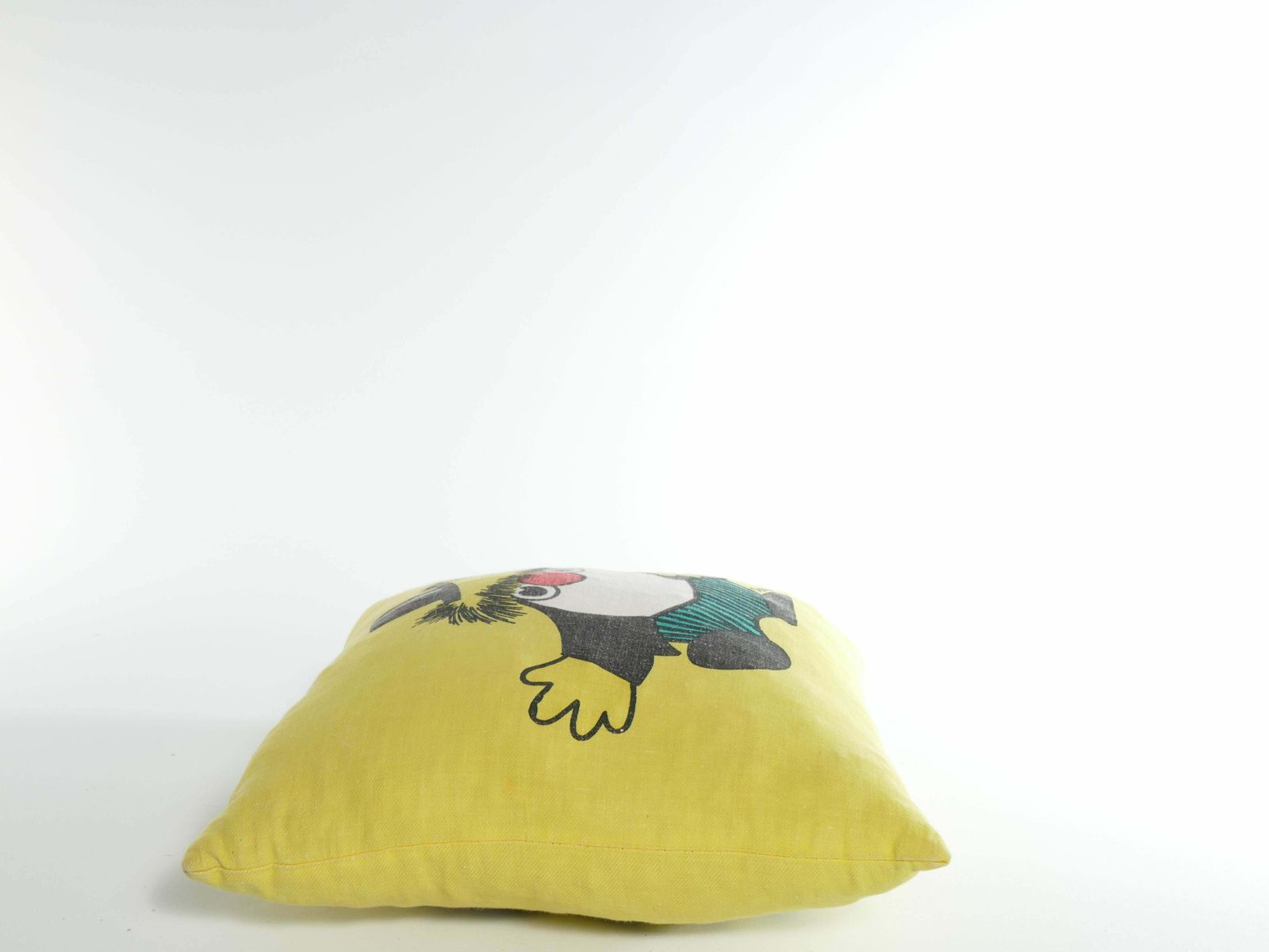 1970’s Atelier Fauni Yellow Pillow Depicting Mr Edward The Business Troll photo vintage