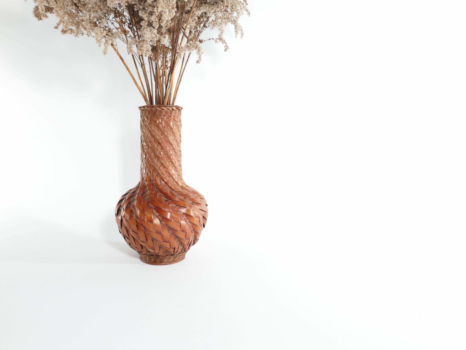 Early 20th Century Taisho/Showa Period Japanese Woven Bamboo Ikebana Vase photo Home Decor