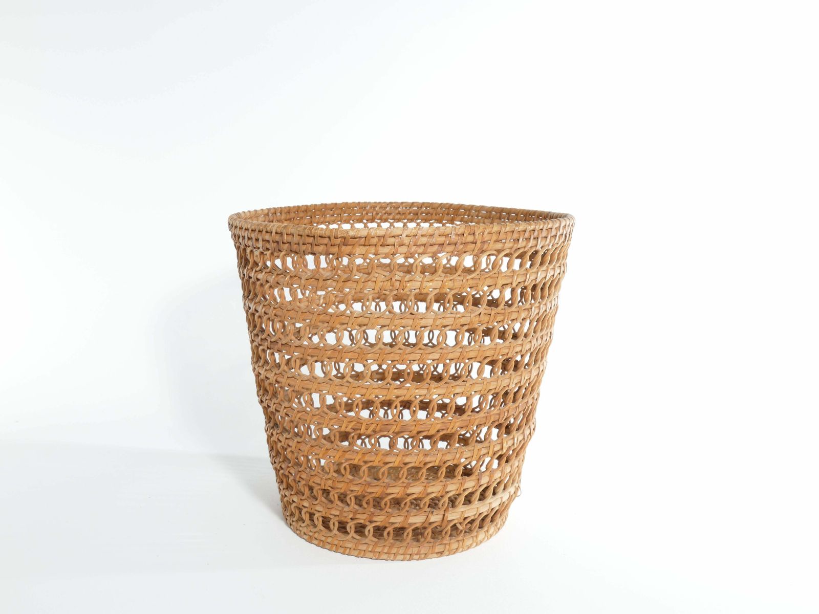 Mid Century Modern Wicker Wastebasket photo for sale
