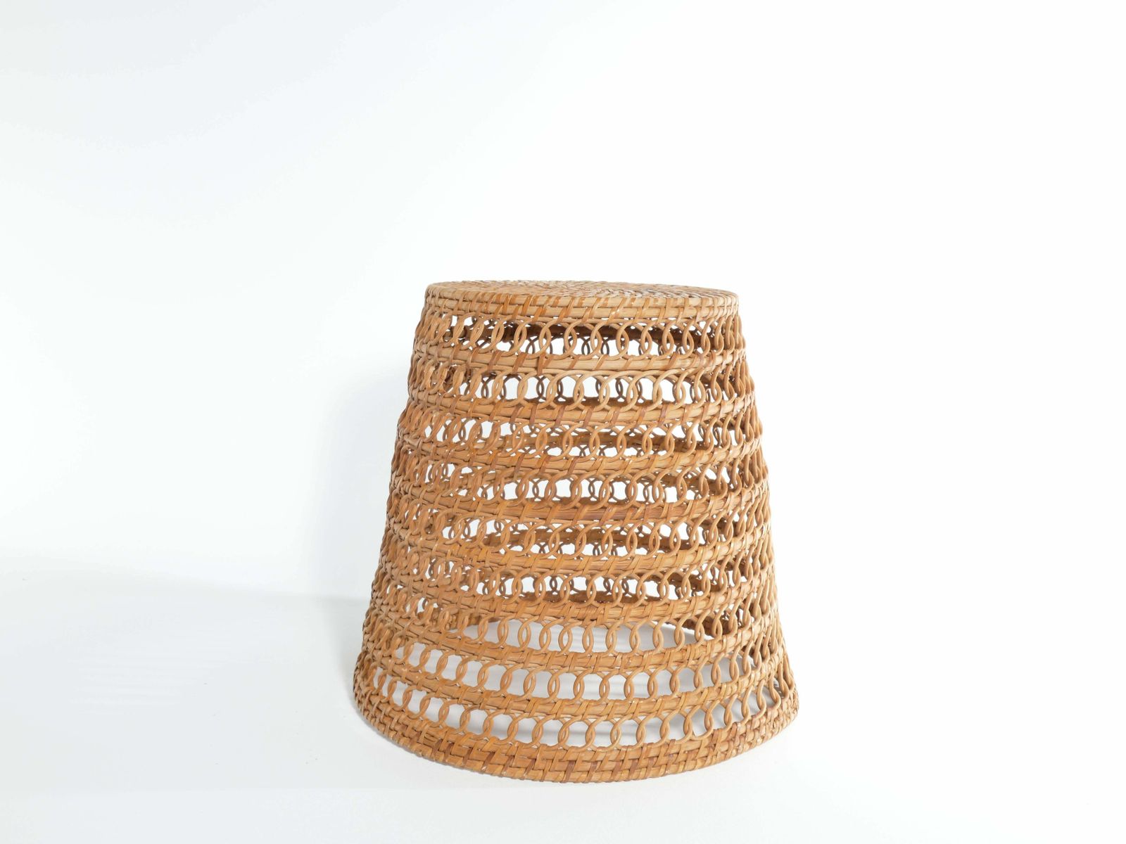 Mid Century Modern Wicker Wastebasket photo vintage