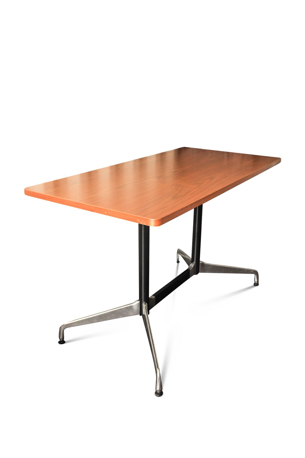 Charles And Ray Eames For Herman Miller Segmented Walnut & Steel Counter Height Table With Rectangular Top On Twin Supports Ol photo vinterior