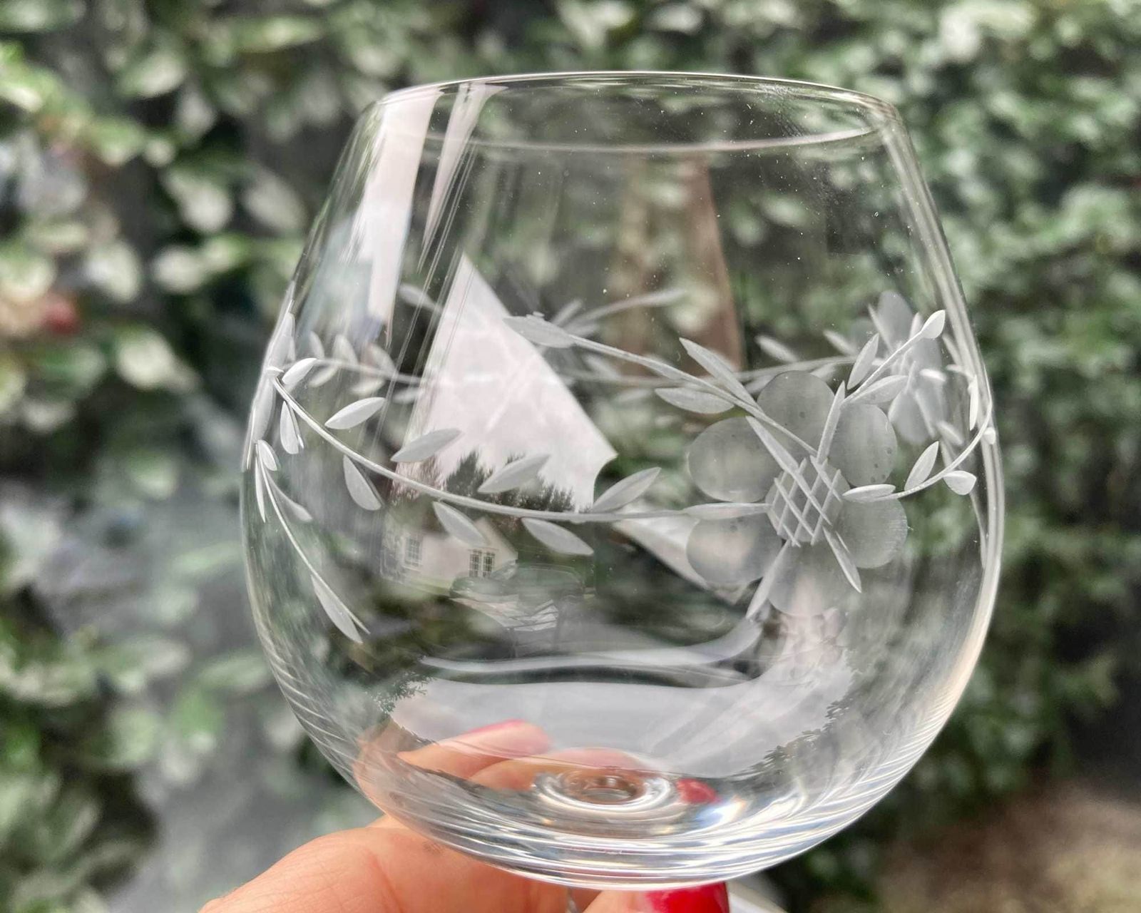 Crystal Cognac Glasses | Set Of 6 Pcs | Roses Engraved | French photo furniture