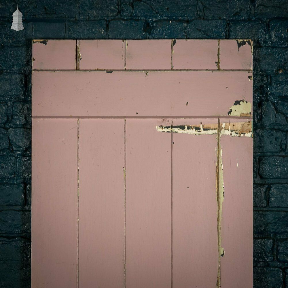photo furniture Ledged Plank Door, White And Pink Painted Pine