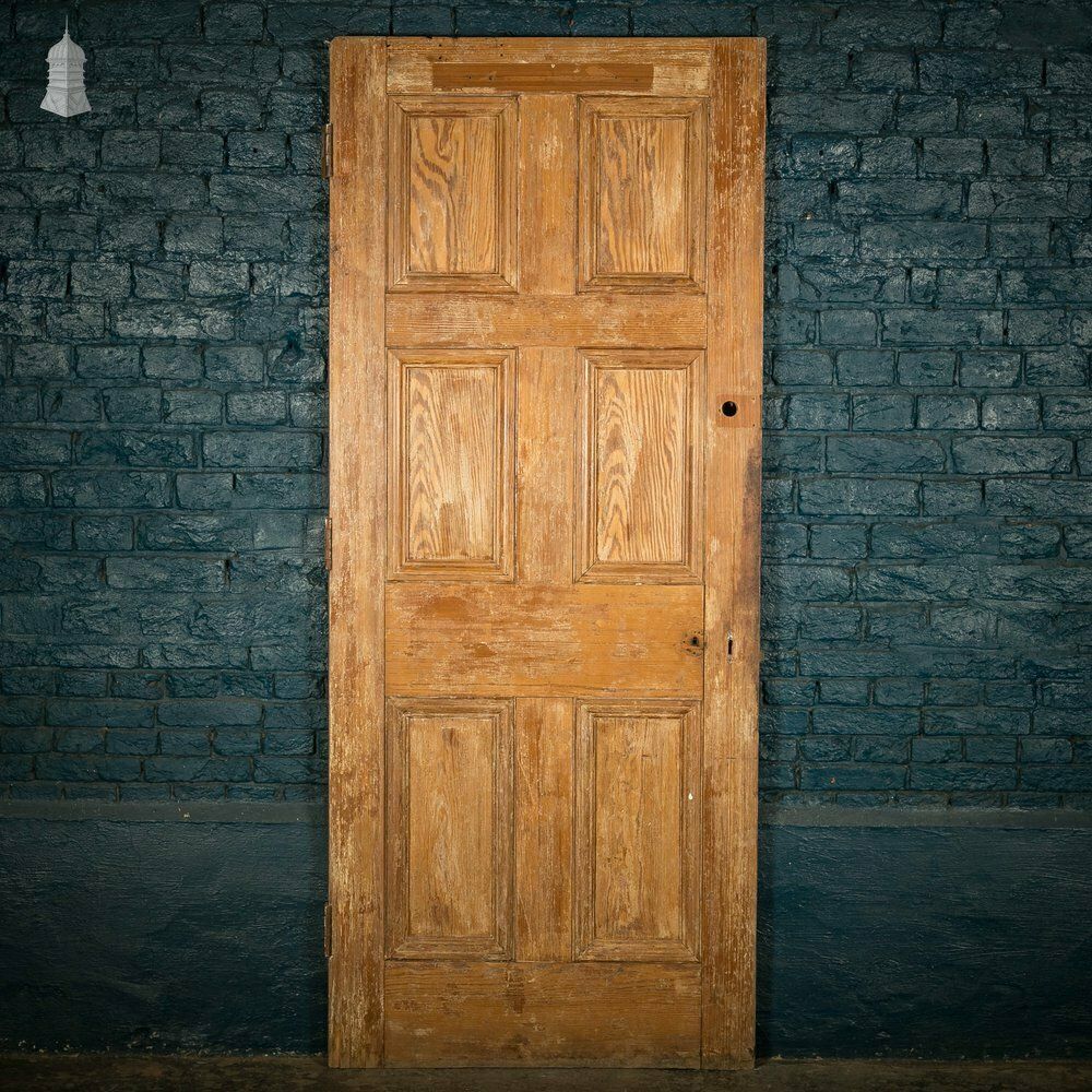 Pitch Pine Panelled Door, Moulded 6 Panel