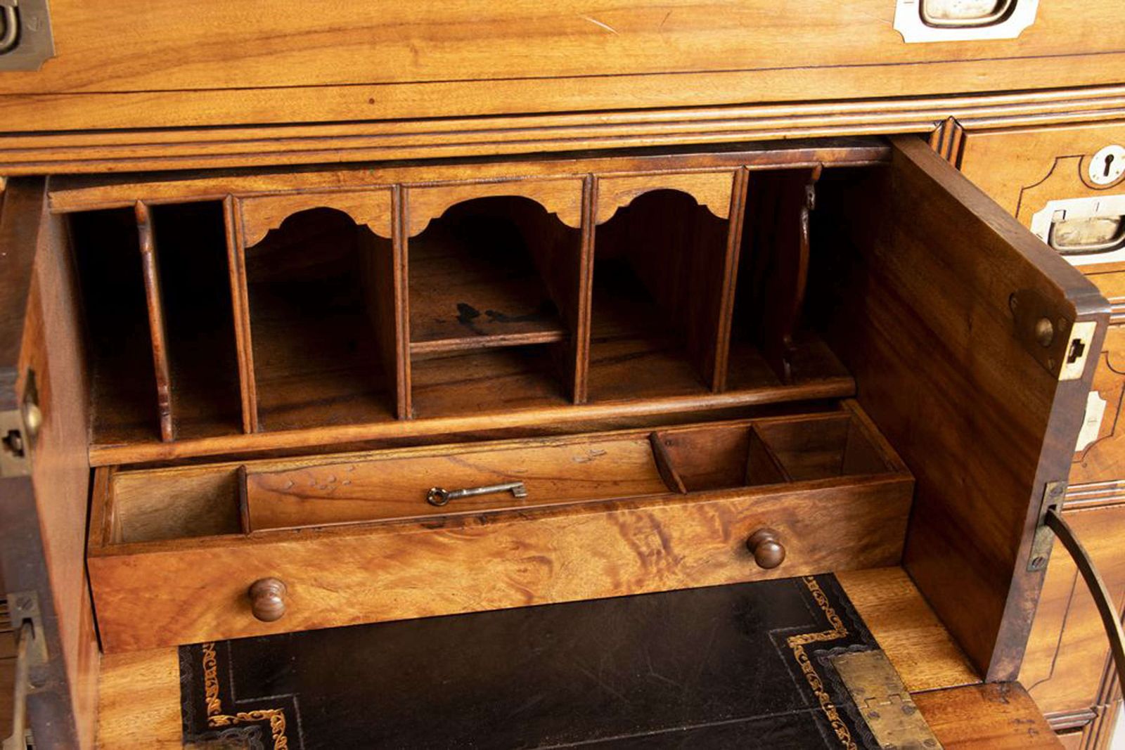 6450.0 Antique Chinese Export Camphorwood Military Campaign Secretaire Chest photo