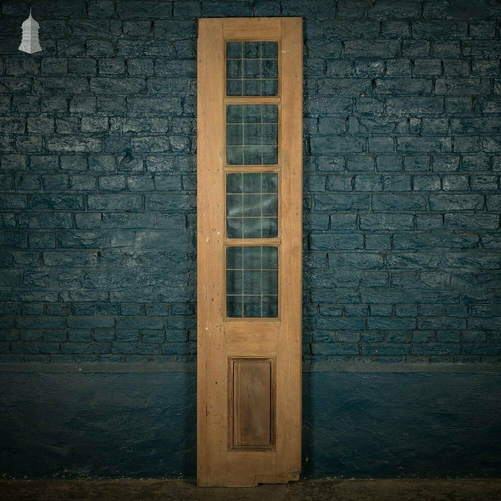 Narrow Glazed Hardwood Door, Leaded Glass Side Panel