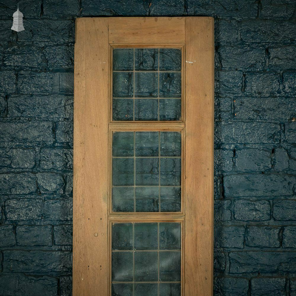 Narrow Glazed Hardwood Door, Leaded Glass Side Panel photo for sale
