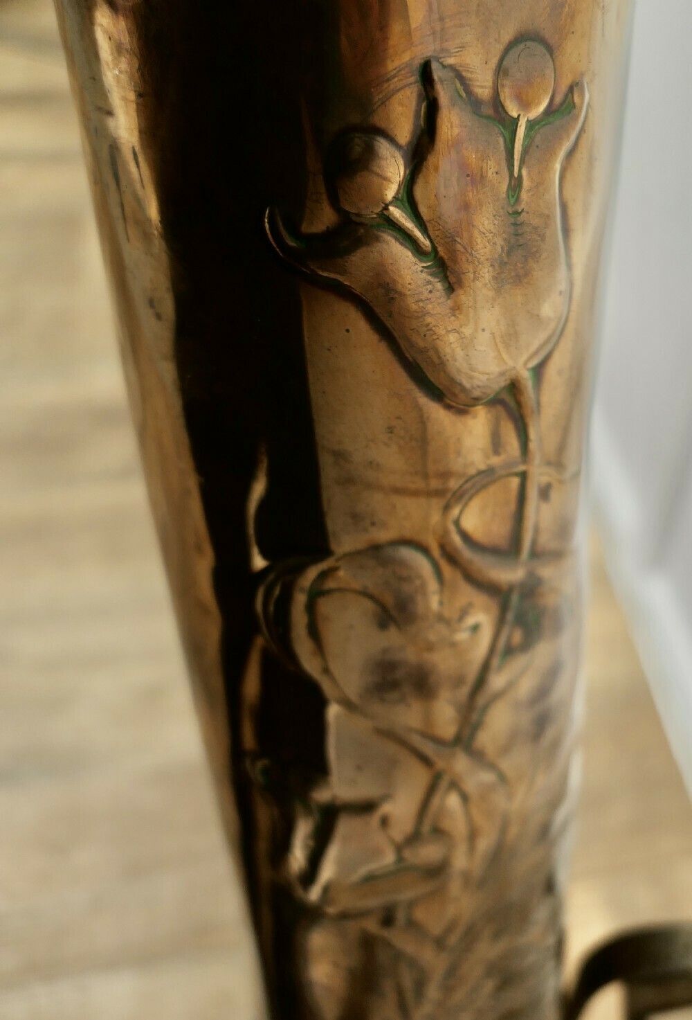 Arts And Crafts Copper And Iron Umbrella Stand photo for sale