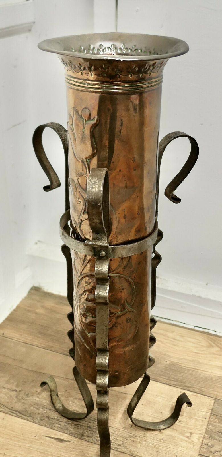 Arts And Crafts Copper And Iron Umbrella Stand photo Home Decor
