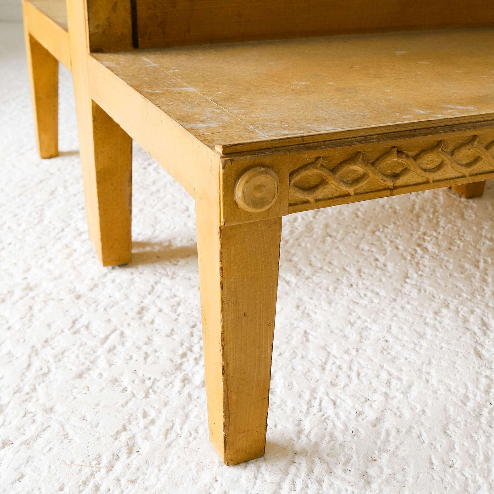 Pair Of Regency Style Ochre Hand Painted Benches photo vintage
