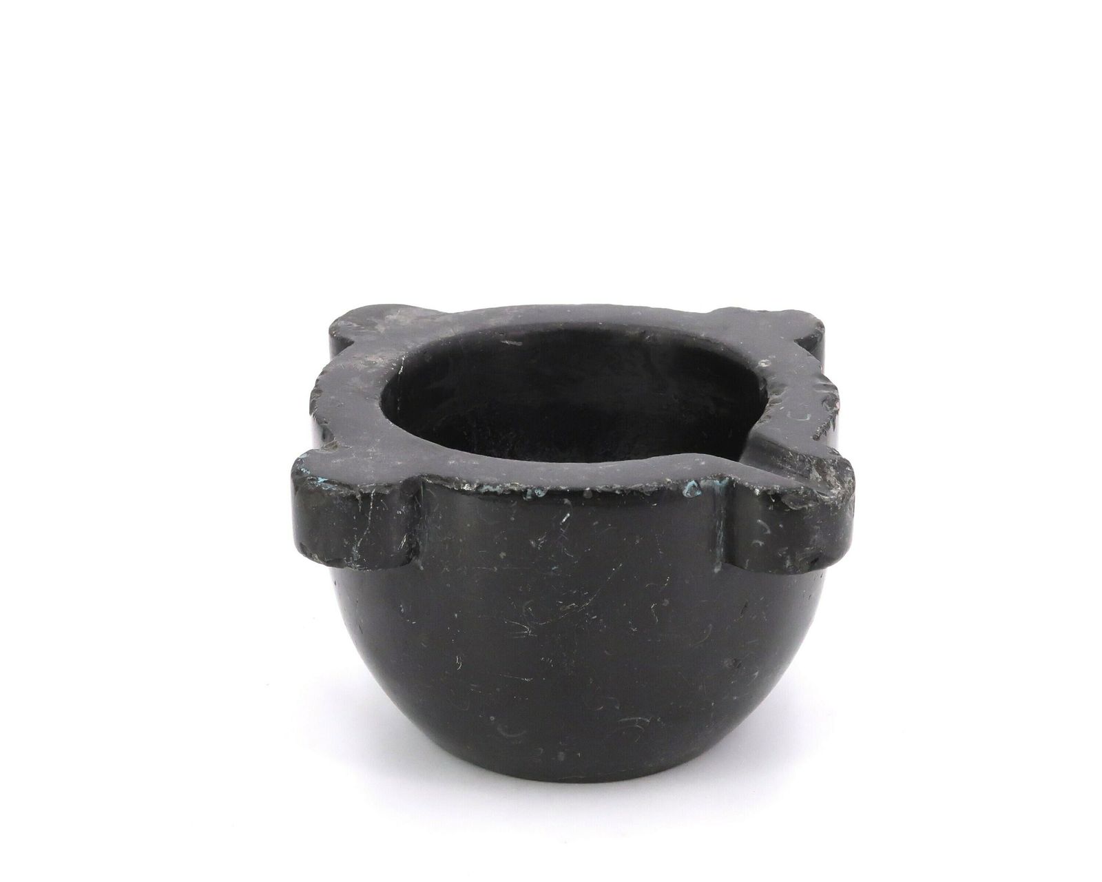 French Black Marble Mortar, Wood And Porcelain Pestle, XIX Century / Wabi Sabi Rustic Kitchen Grey Country Boho Chic Folk photo furniture